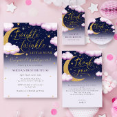 Twinkle kleine ster meisje eerste verjaardag dank  ronde sticker