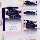 Twinkle Little Star Meisje Baby shower Dank u Bedankkaart