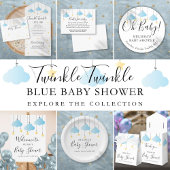 Twinkle Twinkle Blue Boy Baby shower All In One Uitnodiging