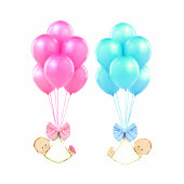 Baby Twins Blue en Pink Satijnen Lint