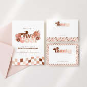 Groovy twee coole meisjes geruit 2e verjaardag bedankkaart