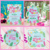 Zomer tropisch bloemenpoolfeest Verjaardag Papieren Bordje