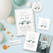 Twee snelle blauwe race auto jongen 2e verjaardag kaart