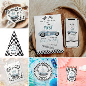 Twee Snel Race Car Boy 2e verjaardag Spandoek