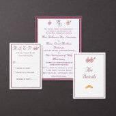 Two Hearts Burgundy Catholic Wedding  Informatiekaartje (Personaliseer de collectie van deze zelfstandige maker.)