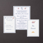 Elegant Two Hearts Catholic Wedding Invitation Kaart (Personaliseer de collectie van deze zelfstandige maker.)