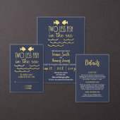Twee Minder Vis in het Zee Navy Gold Elegant Bruil Kaart (Personaliseer de collectie van deze zelfstandige maker.)