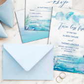 nautische Waterverf blauw wit geschilderd gestreep Inpakpapier Vel