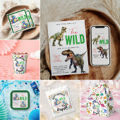 Twee Wild Dino Party Boy Dinosaurus 2e Verjaardag Kaart