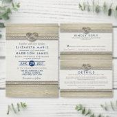 Het vastbinden van de knoop rustieke strand bruilo kaart (Personaliseer de collectie van deze zelfstandige maker.)