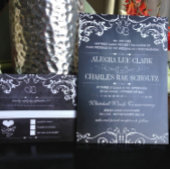 Modern Chalkboard Burgundy Typography Invite Kaart