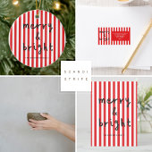 Moderne grafische minimale kerst rood en wit ronde sticker
