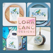 Blauwe Waterverf onder het Baby shower van de Zee Bedankdoosjes