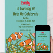 Onder het Zee Clown Fish Birthday, personaliseren Kaart