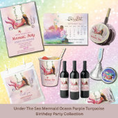Onder het Zee Zeemeermin Oceaan Paarse Turquoise Waterfles Etiket