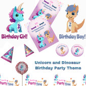 Dinosaurus en Eenhoorn Joint Party Favors Bag Bedankzakje