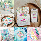 Eenhoorn Verjaardag 1e Verjaardagsfeest Papieren Bordje