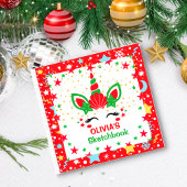 Eenhoorn Kerst Gepersonaliseerde Kinder Roze T-shirt