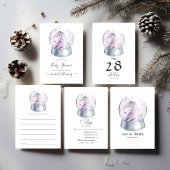 Waterverf Glitter Unicorn KerstBaby shower Folie Uitnodiging