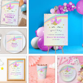 Unicorn with Magic Rainbow Birthday Girl Kaart