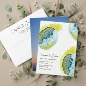 Blauw Geel Abstract Waterverf Kunst Unieke Bruilof Plaatskaartje (Personaliseer deze collectie van deze onafhankelijke maker. Test)