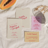 Moderne Kleurrijke Retro Whimsical Heldere Bruilof Uitnodigingen Wikkel