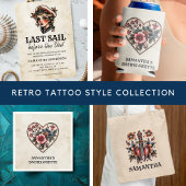 Tatoeage stijl hart dolk retro vrijgezellenfeest denim jacket