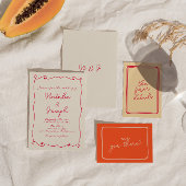 Moderne hand geschreven retro grillige leuke bruil uitnodigingen wikkel