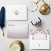 Unieke roze bloemen retouradres sticker (Personaliseer de collectie van deze zelfstandige maker.)