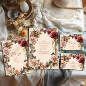 Unieke Victoriaans Royal Floral bruiloft All In One Uitnodiging