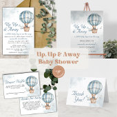 Omhoog en weg! Teddy Bear Balloon Baby shower Bedankkaart