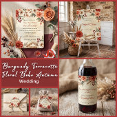 Trouwprogramma met vintage herfst burgundy perzik  programmakaart
