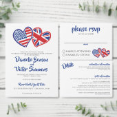 US UK Heart Flags Bruiloft Kaart (Personaliseer de collectie van deze zelfstandige maker.)