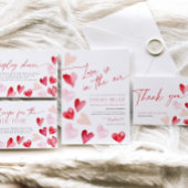 Red Hearts Valentijnse Weergave Douche Bruids Informatiekaartje