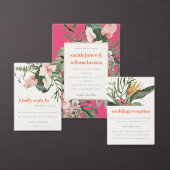 Blush Boho Tropische Bloemen Bruiloft QR Code RSVP Informatiekaartje (Personaliseer de collectie van deze zelfstandige maker.)