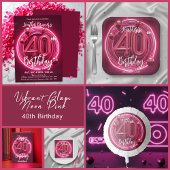 Levendige Chic Stijlvolle Neon Roze 40e Verjaardag Kaart