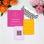 Moderne casual monogram roze stijlvolle bruiloft kaart