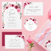 Heet roze levendige bloemen Het is een meisje Baby T-shirt