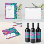 Groovy Colorful Green Paars Retro Wedding Custom Bedankkaart