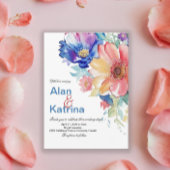 Boho Vibrant Flowers Bruiloft Menu Platte Kaart