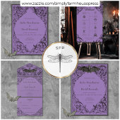 Victoriaans vleermuis tot de dood Zwart Paarse Din All In One Uitnodiging