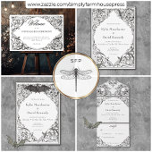 Victoriaans vleermuis tot de dood zwart-wit bruilo servet