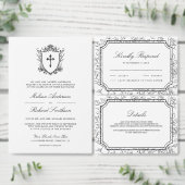 Victorian Black and White Catholic Wedding Save The Date (Personaliseer de collectie van deze zelfstandige maker.)