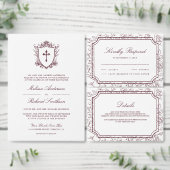 Victorian White and Burgundy Catholic Wedding Save The Date (Personaliseer de collectie van deze zelfstandige maker.)
