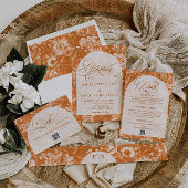 Rustieke  Bloemen Terracotta Huwelijk Acryl Uitnodigingen