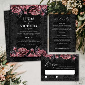 Victoriaans zwart moody bruiloft informatie informatiekaartje