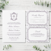 Dusty Purple Catholic Wedding Save the Date Acryl Uitnodigingen (Personaliseer de collectie van deze zelfstandige maker.)