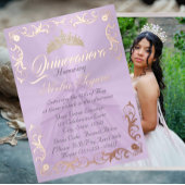 Vintage Frame Quinceanera Program - Pear/Rose Gold Programmakaart