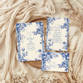 Victoriaans Franse Blauwe Bloemen Huwelijk Save The Date