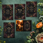 Victoriaans Gotisch Bloemen Lijst Bruiloft All In One Uitnodiging